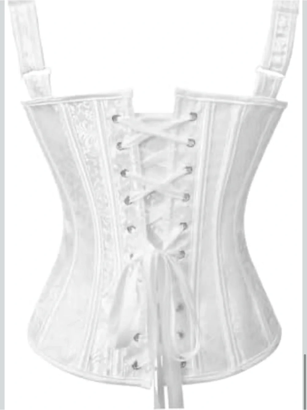 Kimring Gothic Jacquard Shoulder Straps Tank Overbust Corset Bustier White XL